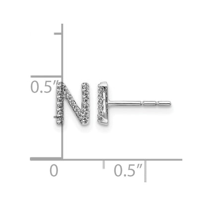 LGWE 14K White Gold Lab Grown VS/SI+ G+ Dia Letter N Initial Post Earrings
