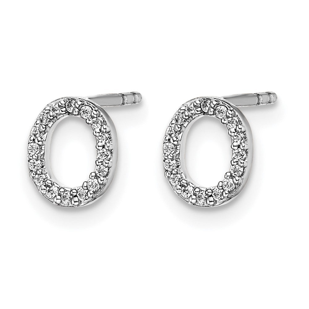 LGWE 14K White Gold Lab Grown VS/SI+ G+ Dia Letter O Initial Post Earrings