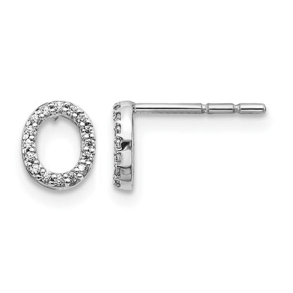LGWE 14K White Gold Lab Grown VS/SI+ G+ Dia Letter O Initial Post Earrings