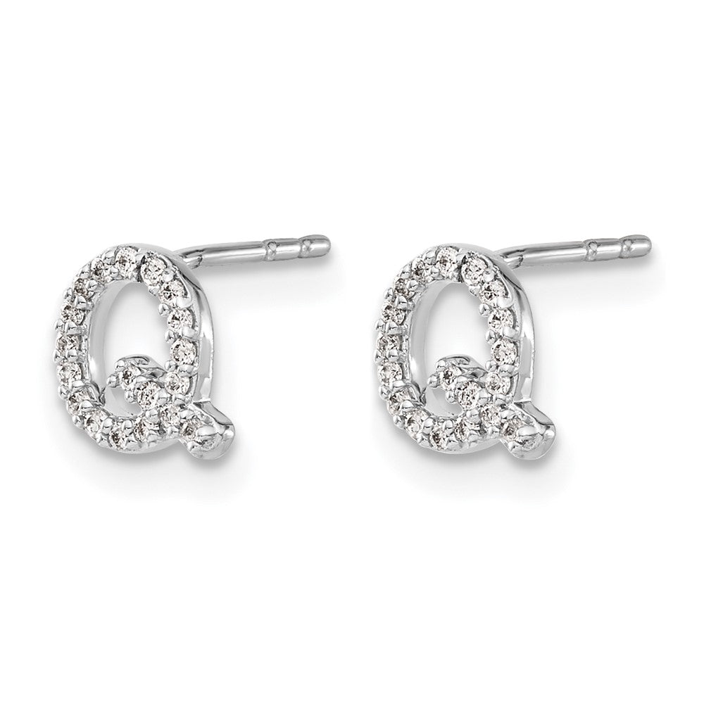 LGWE 14K White Gold Lab Grown VS/SI+ G+ Dia Letter Q Initial Post Earrings