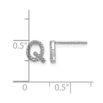 LGWE 14K White Gold Lab Grown VS/SI+ G+ Dia Letter Q Initial Post Earrings