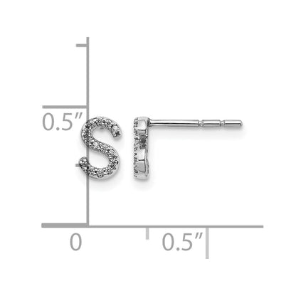 LGWE 14K White Gold Lab Grown VS/SI+ G+ Dia Letter S Initial Post Earrings