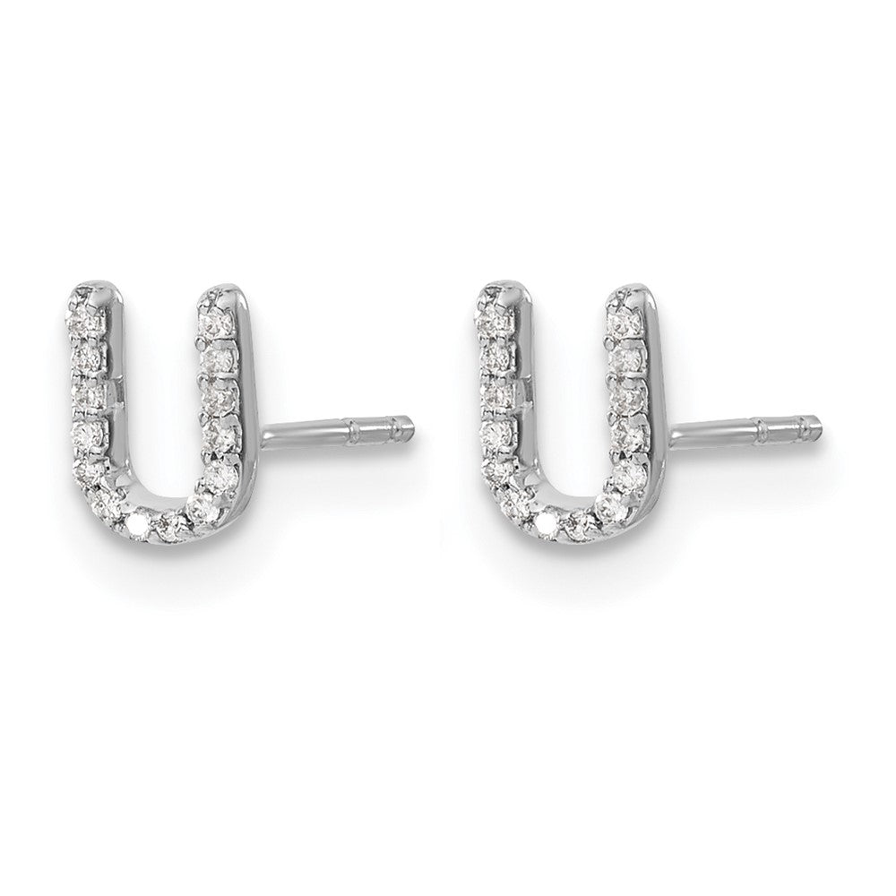 LGWE 14K White Gold Lab Grown VS/SI+ G+ Dia Letter U Initial Post Earrings