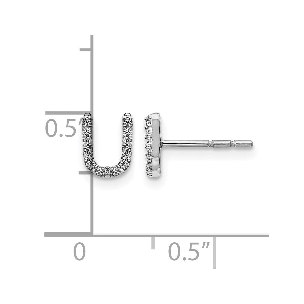 LGWE 14K White Gold Lab Grown VS/SI+ G+ Dia Letter U Initial Post Earrings
