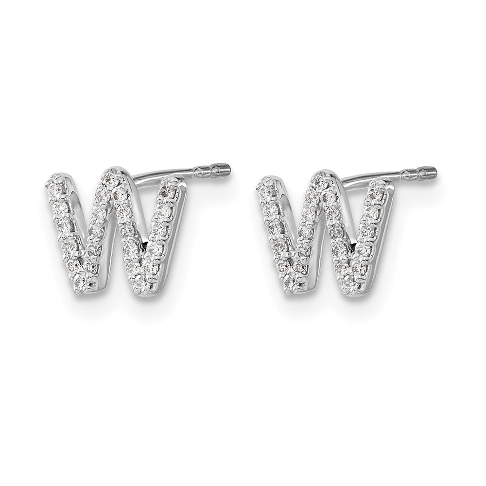 LGWE 14K White Gold Lab Grown VS/SI+ G+ Dia Letter W Initial Post Earrings