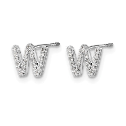 LGWE 14K White Gold Lab Grown VS/SI+ G+ Dia Letter W Initial Post Earrings