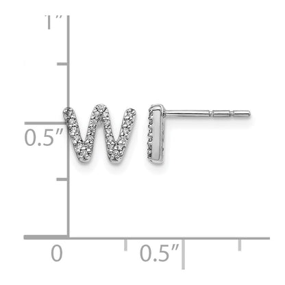 LGWE 14K White Gold Lab Grown VS/SI+ G+ Dia Letter W Initial Post Earrings