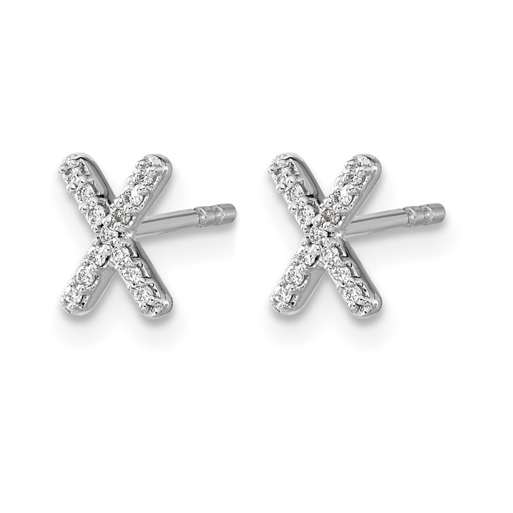 LGWE 14K White Gold Lab Grown VS/SI+ G+ Dia Letter X Initial Post Earrings