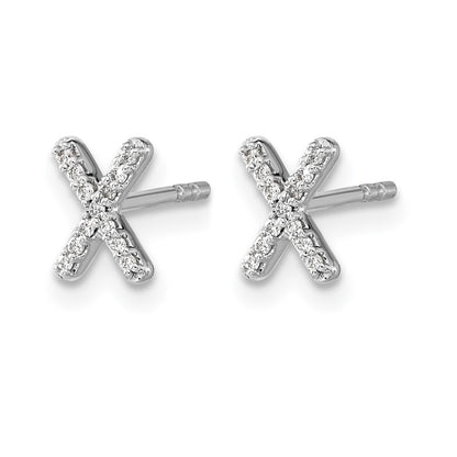 LGWE 14K White Gold Lab Grown VS/SI+ G+ Dia Letter X Initial Post Earrings