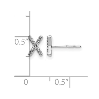 LGWE 14K White Gold Lab Grown VS/SI+ G+ Dia Letter X Initial Post Earrings