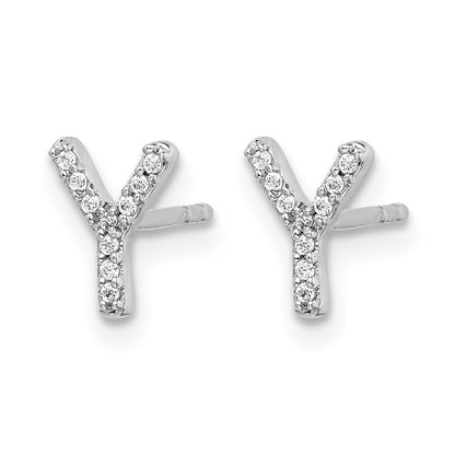 LGWE 14K White Gold Lab Grown VS/SI+ G+ Dia Letter Y Initial Post Earrings