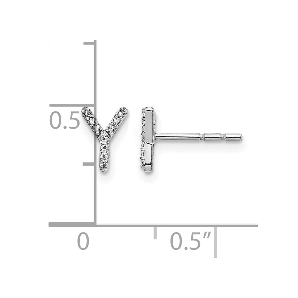 LGWE 14K White Gold Lab Grown VS/SI+ G+ Dia Letter Y Initial Post Earrings