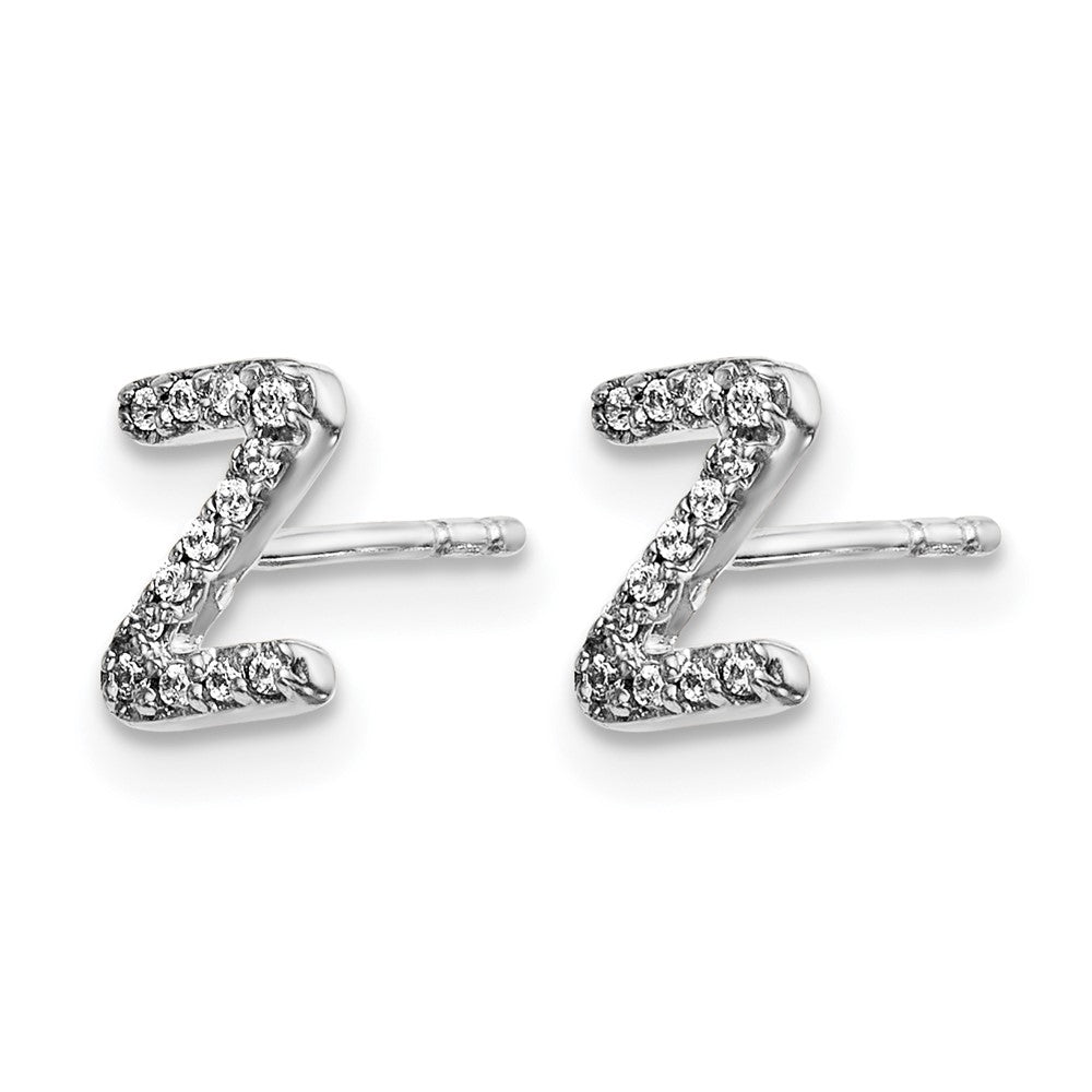 LGWE 14K White Gold Lab Grown VS/SI+ G+ Dia Letter Z Initial Post Earrings