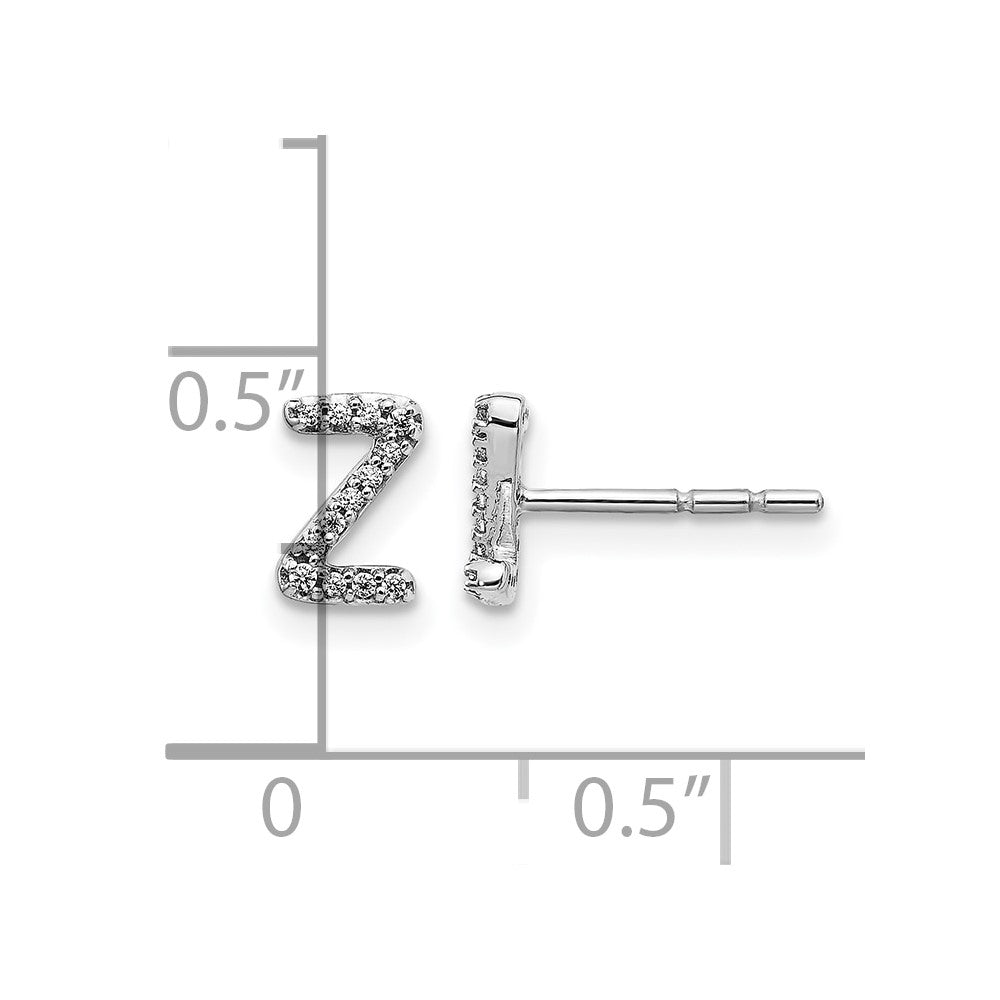 LGWE 14K White Gold Lab Grown VS/SI+ G+ Dia Letter Z Initial Post Earrings