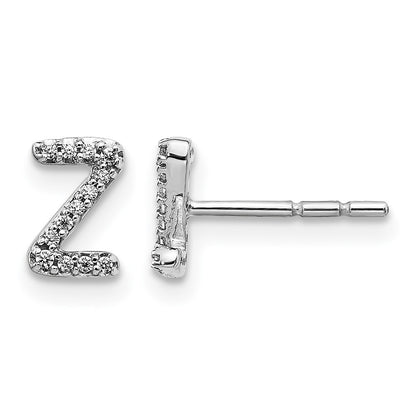 LGWE 14K White Gold Lab Grown VS/SI+ G+ Dia Letter Z Initial Post Earrings