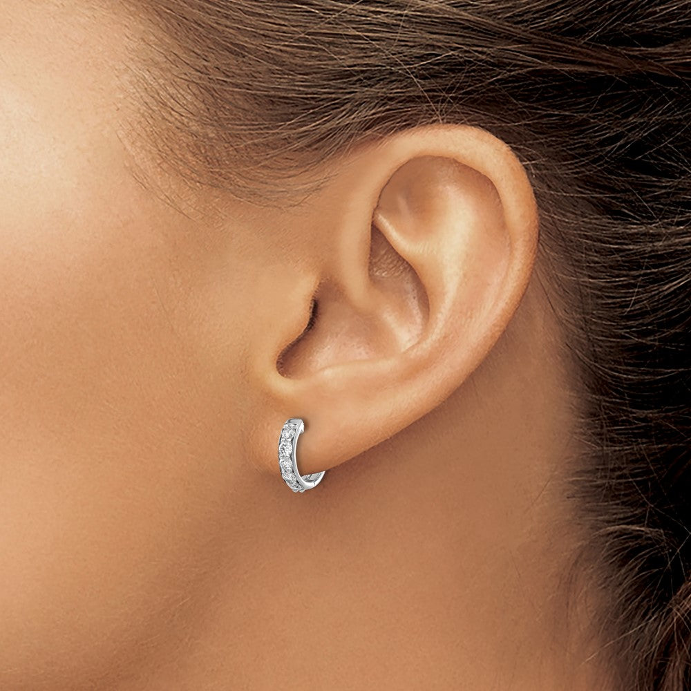 LGGE 14k White Gold 1/2 carat Lab Grown Diamond VS/SI+ G+ Complete Hinged Hoop Earrings