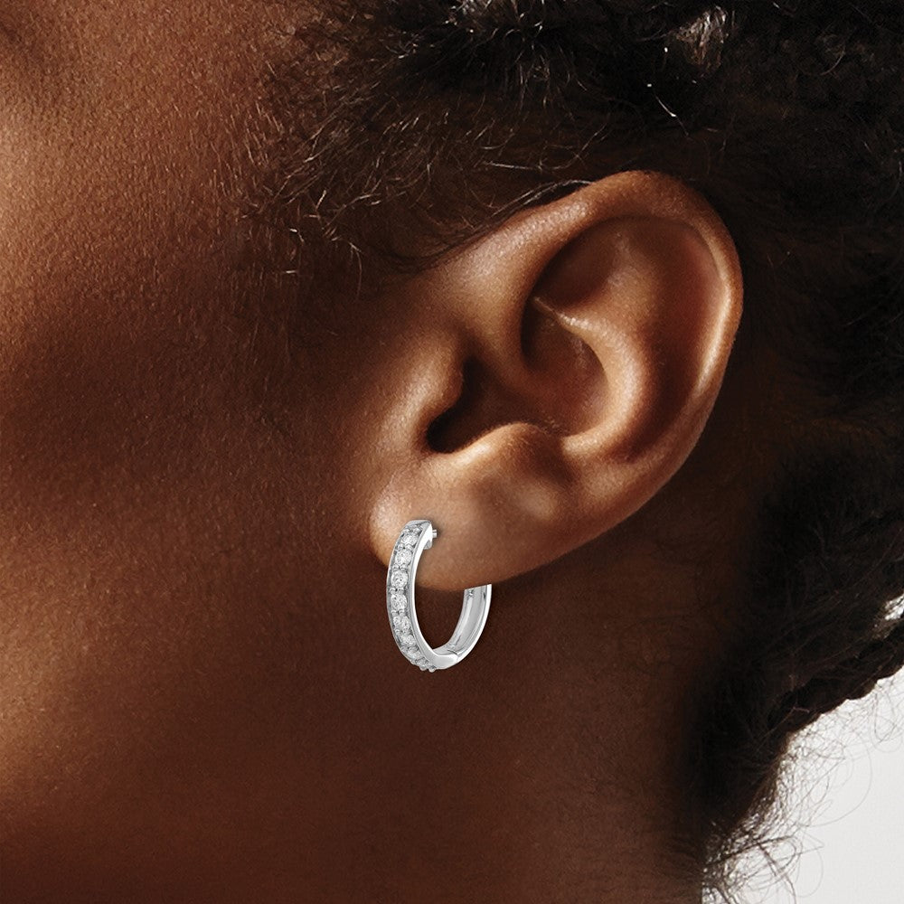 LGWE 14k White Gold 1/2 carat Lab Grown Diamond VS/SI+ G+ Complete Hinged Hoop Earrings