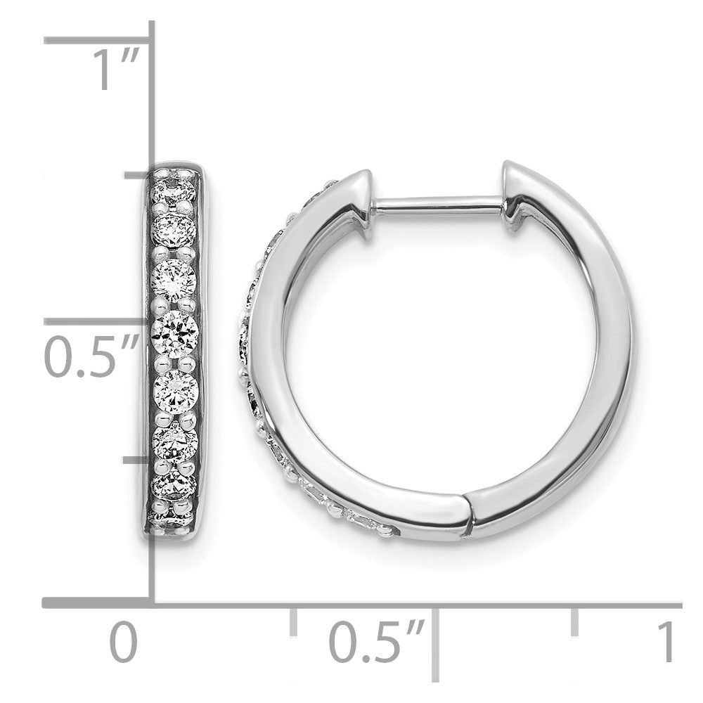 LGWE 14k White Gold 1/2 carat Lab Grown Diamond VS/SI+ G+ Complete Hinged Hoop Earrings
