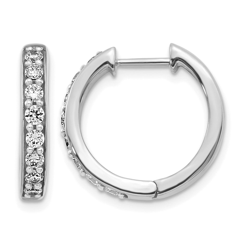 LGWE 14k White Gold 1/2 carat Lab Grown Diamond VS/SI+ G+ Complete Hinged Hoop Earrings