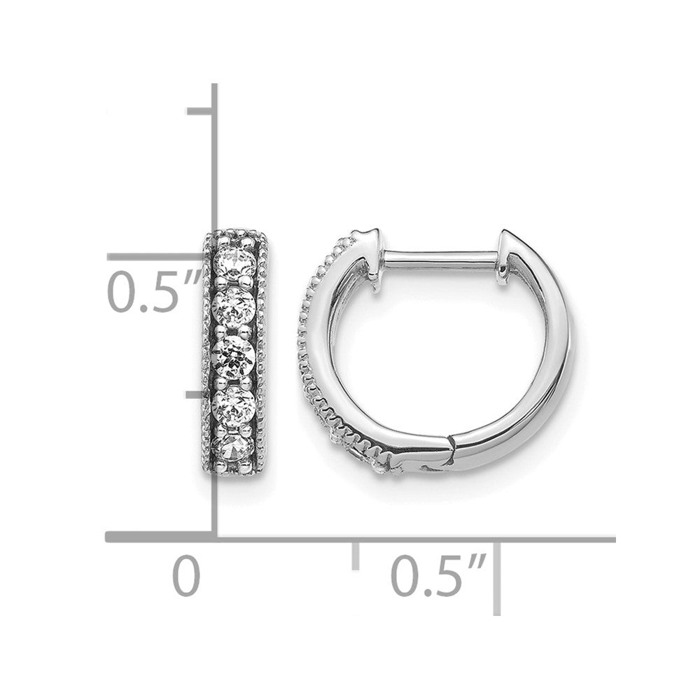 14k White Gold 1/3 carat Lab Grown Diamond VS/SI+ G+ Complete Miligrain Hinged Hoop Earrings