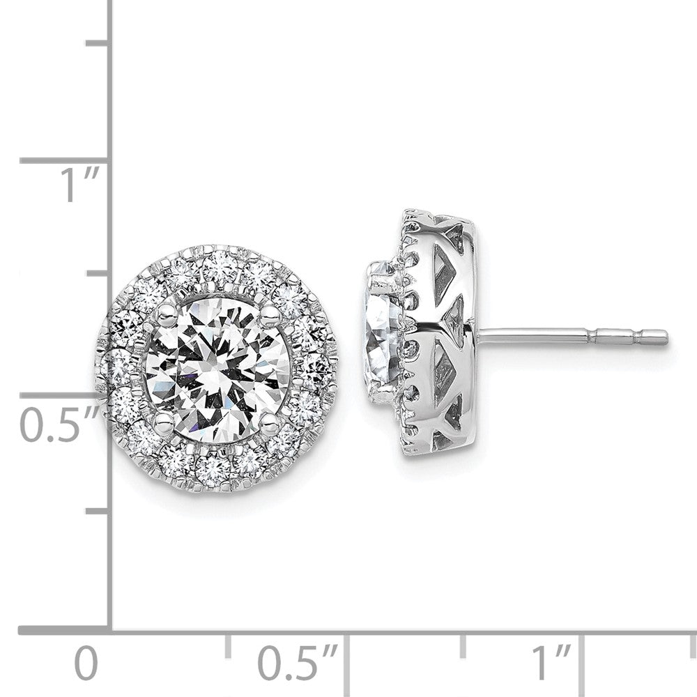 14k White Gold Round Halo D E F Pure Light Moissanite Earrings