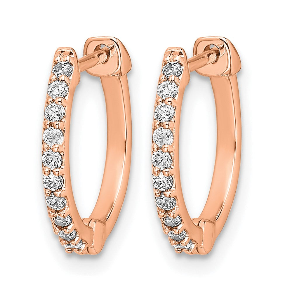 LGGE 14k Rose Gold 1/5 carat Lab Grown Diamond VS/SI+ G+ Complete Hinged Hoop Earrings