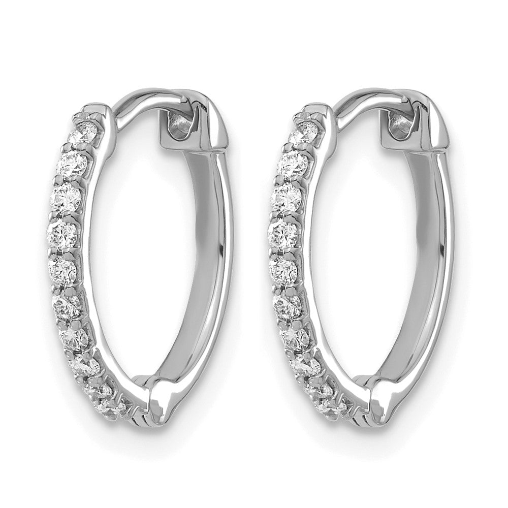 LGGE 14k White Gold 1/5 carat Lab Grown Diamond VS/SI+ G+ Complete Hinged Hoop Earrings