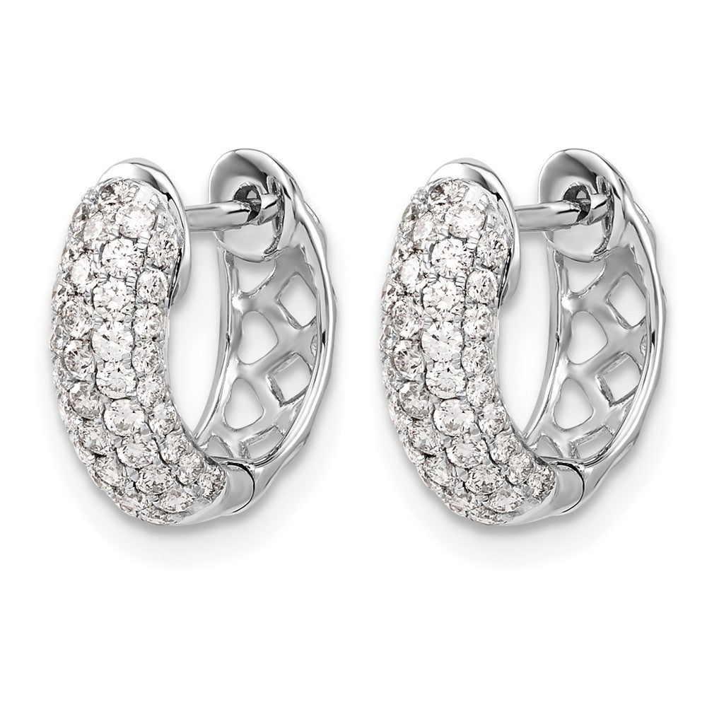 LGWE 14k White Gold 3/4 carat Lab Grown Diamond VS/SI+ G+ Complete Hinged Hoop Earrings