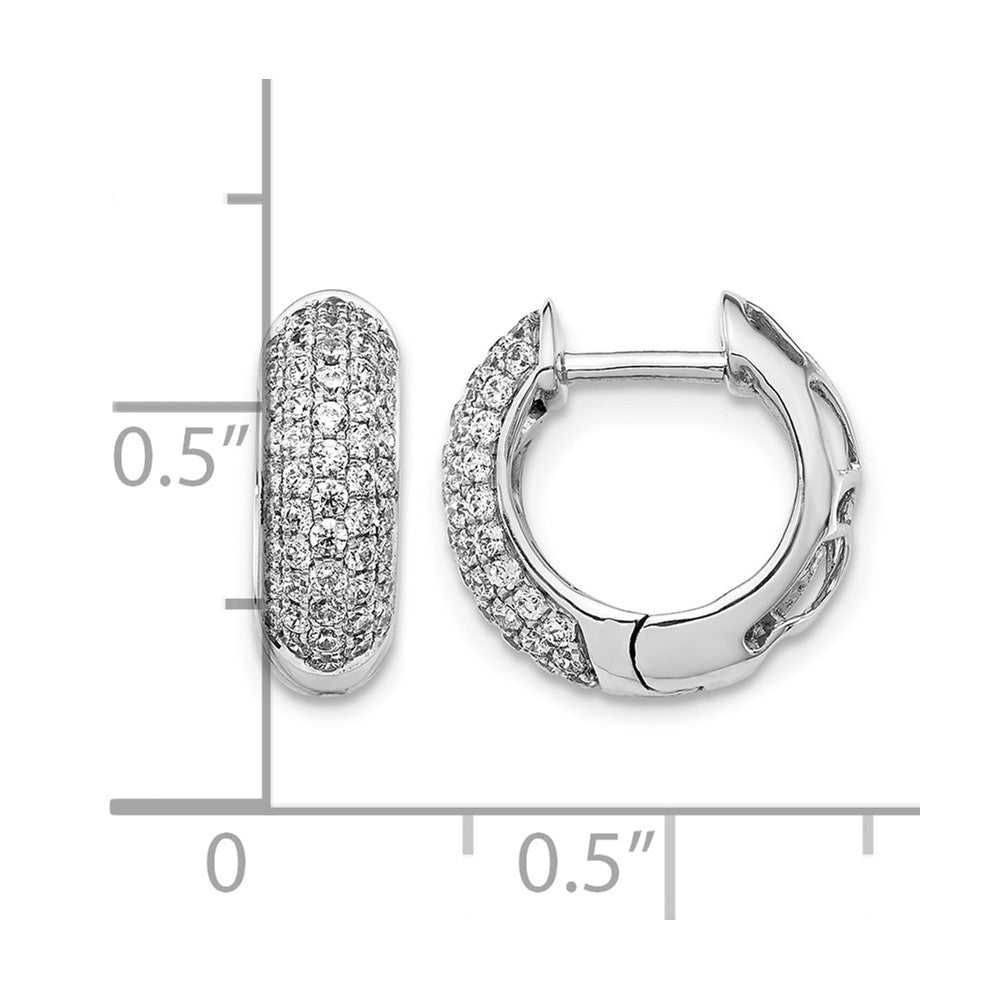LGWE 14k White Gold 3/4 carat Lab Grown Diamond VS/SI+ G+ Complete Hinged Hoop Earrings