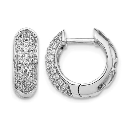 LGWE 14k White Gold 3/4 carat Lab Grown Diamond VS/SI+ G+ Complete Hinged Hoop Earrings