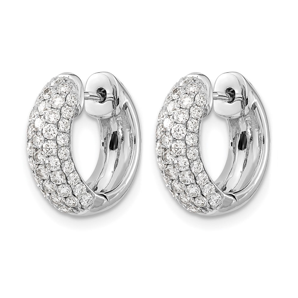 LGGE 14k White Gold 1 1/5 carat Lab Grown Diamond VS/SI+ G+ Complete Hinged Hoop Earrings