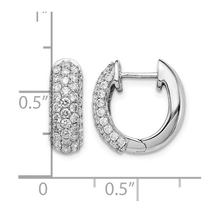 LGGE 14k White Gold 1 1/5 carat Lab Grown Diamond VS/SI+ G+ Complete Hinged Hoop Earrings