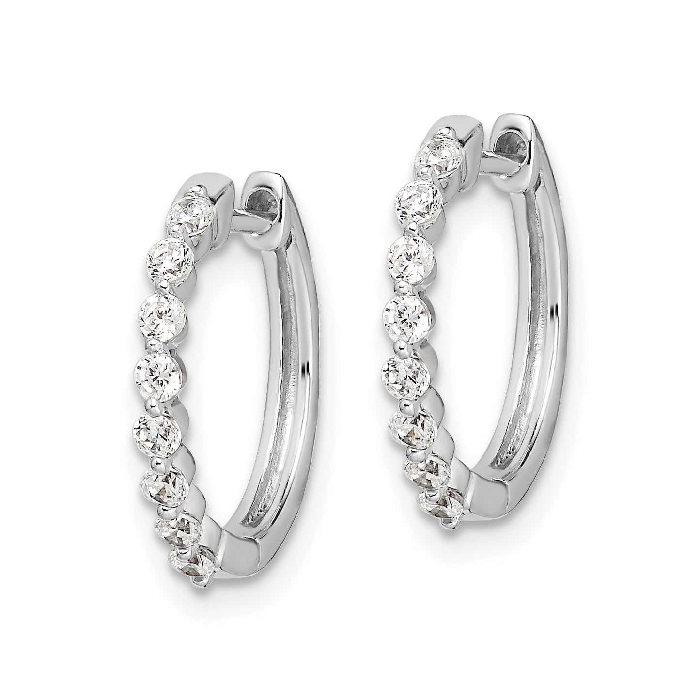 LGG 14k White Gold 1/3 carat Lab Grown Diamond VS/SI+ G+ Complete Hinged Hoop Earrings
