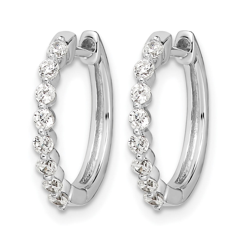 LGWE 14k White Gold 1/3 carat Lab Grown Diamond VS/SI+ G+ Complete Hinged Hoop Earrings