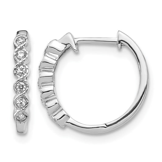 LGWE 14k White Gold 1/8 carat Lab Grown Diamond VS/SI+ G+ Complete Hinged Hoop Earrings