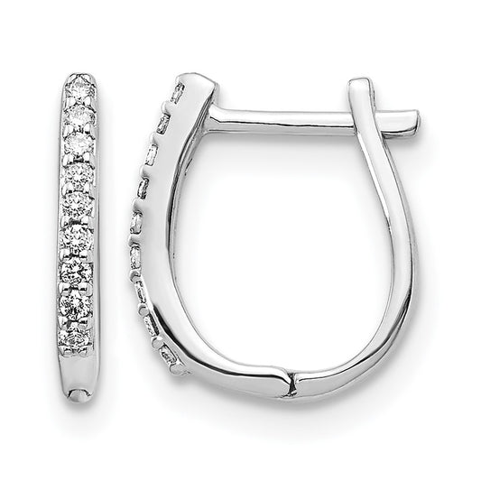LGGE 14k White Gold 1/10 carat Lab Grown Diamond VS/SI+ G+ Complete Hinged Hoop Earrings