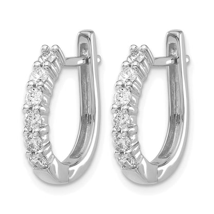 LGGE 14k White Gold 3/4 carat Lab Grown Diamond VS/SI+ G+ Complete Hinged Hoop Earrings
