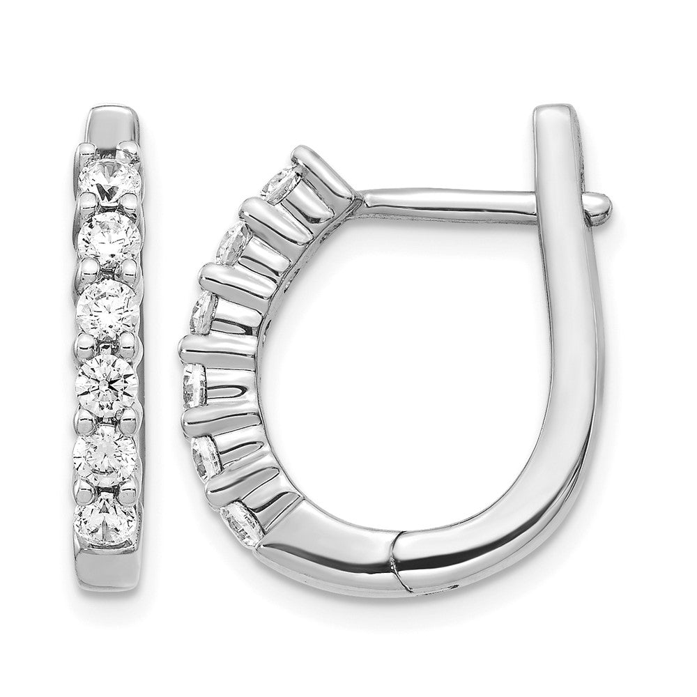LGGE 14k White Gold 3/4 carat Lab Grown Diamond VS/SI+ G+ Complete Hinged Hoop Earrings