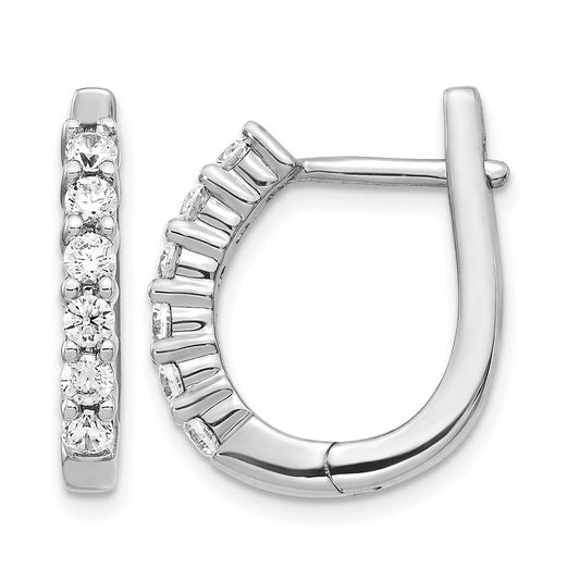 LGGE 14k White Gold 3/4 carat Lab Grown Diamond VS/SI+ G+ Complete Hinged Hoop Earrings
