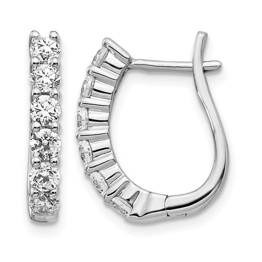 LGGE 14k White Gold 1 carat Lab Grown Diamond VS/SI+ G+ Complete Hinged Hoop Earrings