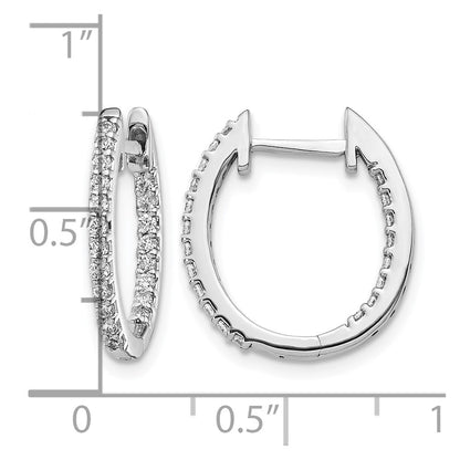 LGWE 14k White Gold 1/2 carat Lab Grown Diamond VS/SI+ G+ Complete In and Out Hinged Hoop Earrings