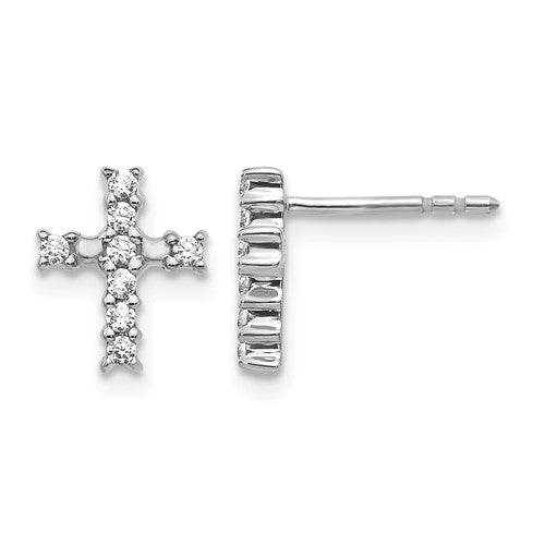 LGWE 14k White Gold 1/5 carat Lab Grown Diamond VS/SI+ G+ Cross Post Earrings