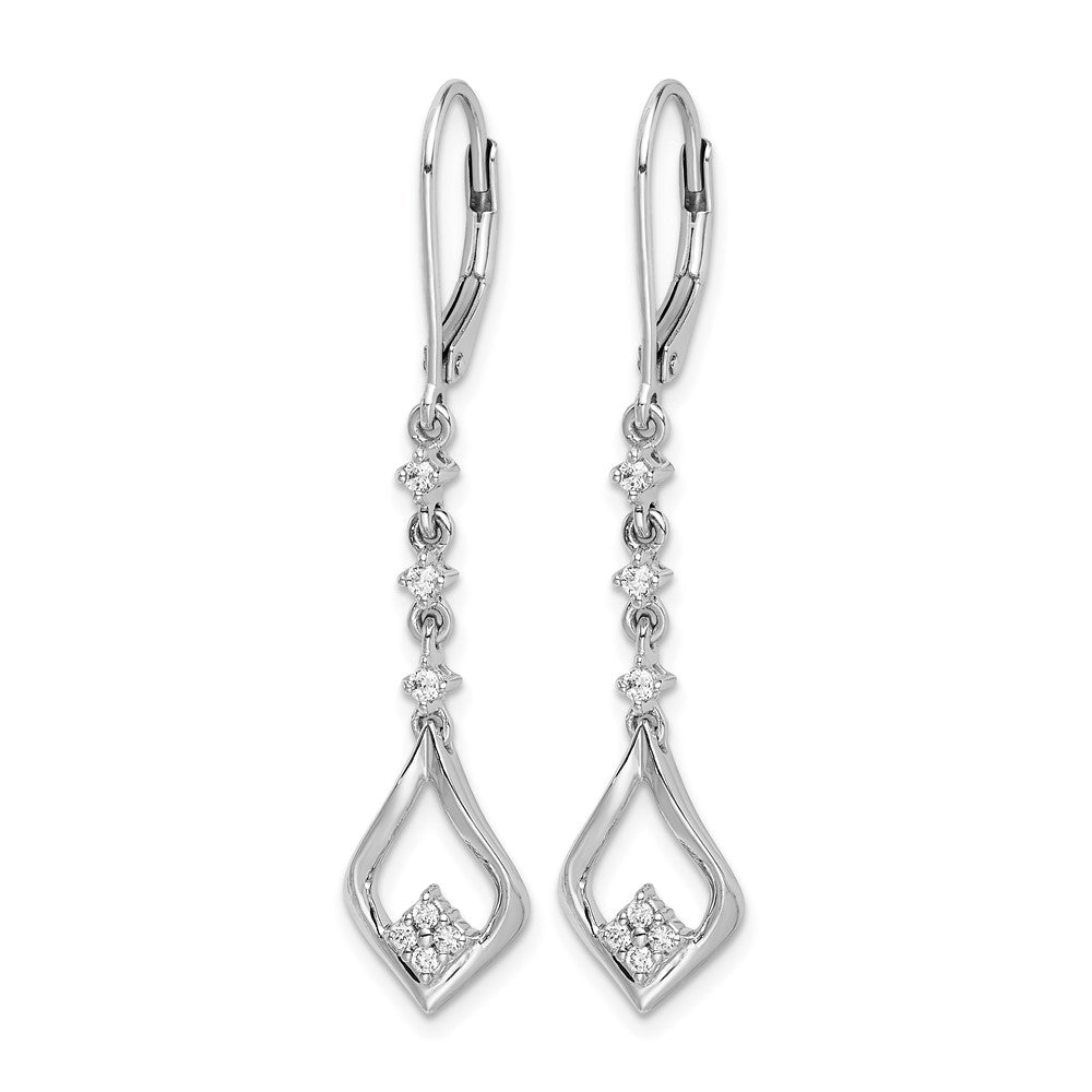 LGWE 14k White Gold 1/5 carat Lab Grown Diamond VS/SI+ G+ Complete Dangle Leverback Earrings