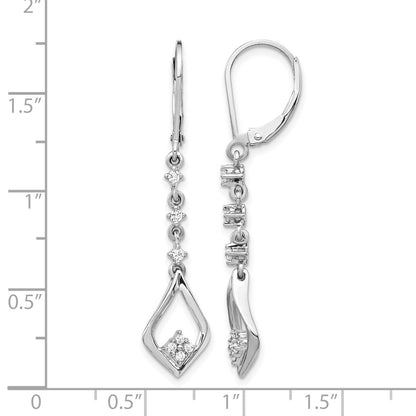 LGWE 14k White Gold 1/5 carat Lab Grown Diamond VS/SI+ G+ Complete Dangle Leverback Earrings