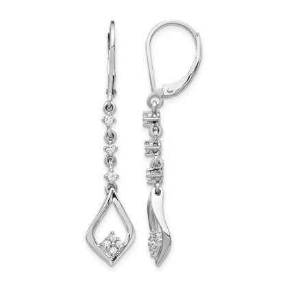 LGWE 14k White Gold 1/5 carat Lab Grown Diamond VS/SI+ G+ Complete Dangle Leverback Earrings