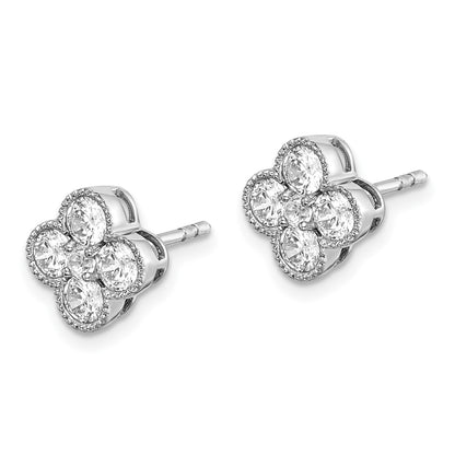 True Origin 14k White Gold 1 carat Lab Grown Diamond VS DEF Bloom Floral Post Earrings