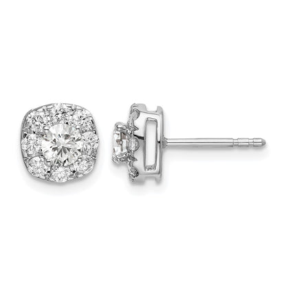 LGGE 14k White Gold 1 carat Lab Grown Diamond VS/SI+ G+ Complete Cushion Halo Post Earrings