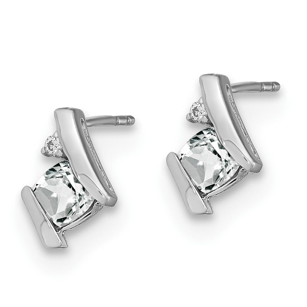 GSSE Sterling Silver Antique Cushion White Topaz and Diamond Earrings