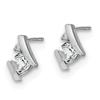 GSSE Sterling Silver Antique Cushion White Topaz and Diamond Earrings