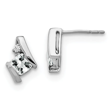 GSSE Sterling Silver Antique Cushion White Topaz and Diamond Earrings